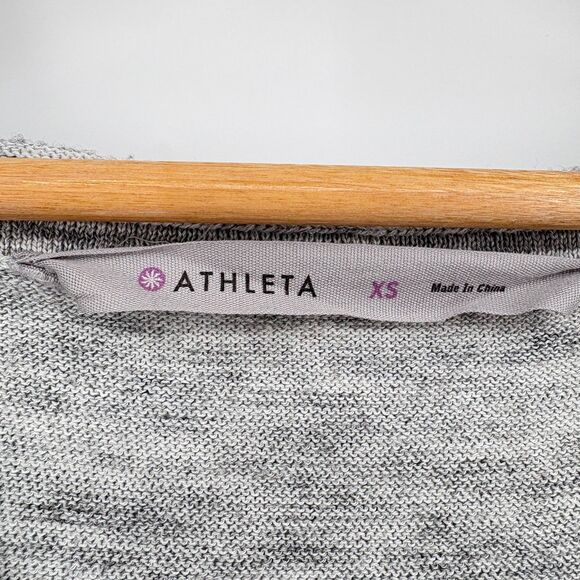 ATHLETA Oversized Short Sleeve Hooded Grey Pullover, Sz XS, Side Slits Cover Up - Picture 9 of 11